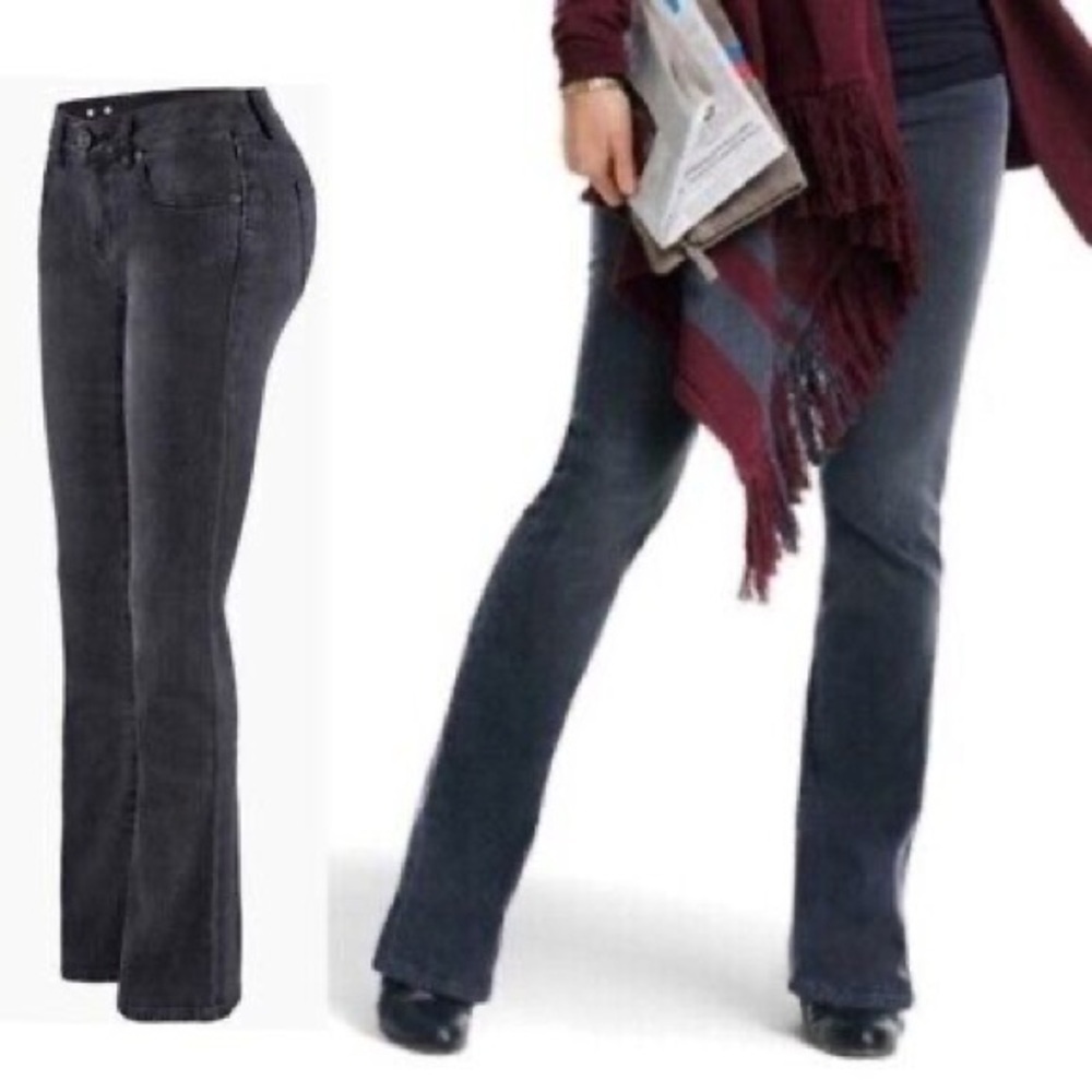 CAbi Curvy Slim Boot Jeans‎ Denim Stretch Size 10 Regular Shadow Gray